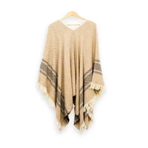 Poncho Beige con Gris
