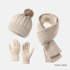 Set de Gorro, Guante y Bufanda Beige